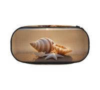Seashell Landscape On The Beach Print Unisex Pencil Case Pouch - Compact Design for Pencils, Small Items - Double-Headed Zipper