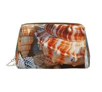Seashell Landscape On The Beach Printed Makeup Bag for Women Portable Leather Make up Bag Travel Zipper Cosmetic Bags Organizer