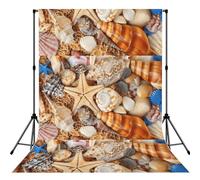 Seashell Landscape On The Beach Printed Professional Photo Drapes, Matte Polyester Background, Wedding Party Studio Banner