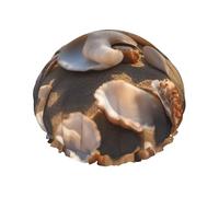 Seashell Landscape On The Beach Printed Reusable Bathing Cap, Dual Layer Hair Cover For Long Thick Hair, 10.6in Headgear