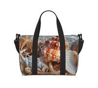 Seashell Landscape On The Beach Printed Travel Bag Duffle Bag for Men Women, Large Water Resistant Gym Bag Weekend Holdall Bag with Shoulder Strap
