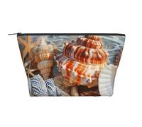 Seashell Landscape On The Beach Printed Travel Makeup Bag Trapeze Cosmetic Bag Makeup Case Toiletry Bag Organiser for Women