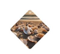 Seashell Landscape On The Beach Printing 10 Pcs Car Air Freshener Hanging Sheets Scented Hanging Sheets With Rope For Home