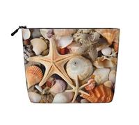 Seashell Landscape On The Beach - Themed Makeup Bag - Waterproof Hemp Cosmetic Pouch for Travel, Daily Use & Gifts (9.5x6.7x2in)