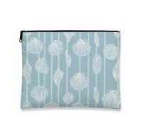 Seashell Makeup Bag, Nautical Beach Themed Cosmetic Travel Pouch for Women, Portable Small Canvas Zipper Organizer, Summer Gift Skincare Toiletry Bag, Blue, 7x9 Inch