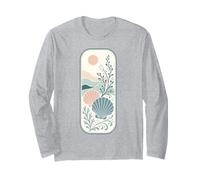 Seashell Ocean Beach Boho Minimalist Waves Long Sleeve T-Shirt