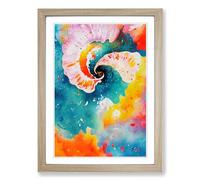 Seashell Paint Splatter Vol.1 Framed Print | A2 Oak Framed Wall Art | Ready to Hang | Modern Nature Picture | Living Room Bedroom Lounge Office