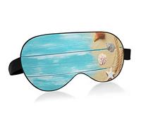 Seashell Rope on Blue Wooden Breathable Sleeping Eyes Mask, Cool Feeling Eye Sleep Cover for Summer Rest, Elastic Contoured Blindfold for Women & Men Travel