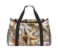 Seashell Sandy Beach Theme Printed Travel Duffle Bag for Men Women Large Sport Gym Bag Handbag with Shoulder Strap for Travel Weekend Fishing Hunting