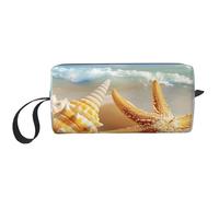 Seashell Sea Beach Pattern Printed Travel Makeup Bag Portable Cosmetic Bag Makeup Case Toiletry Handbag Organiser for Women