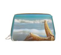 Seashell Sea Beach Printed Small Makeup Bag Portable Leather Make up Bag Travel Zipper Cosmetic Bags Organizer for Women