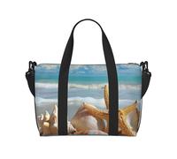 Seashell Sea Beach Printed Travel Bag Duffle Bag for Men Women, Large Water Resistant Gym Bag Weekend Holdall Bag with Shoulder Strap