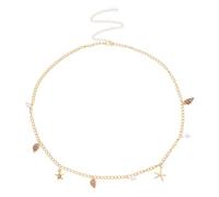 Seashell Starfish Chains Waist for Women Boho Conch Body Chains Pearl Chains Waist Summer Beach Body Jewelry, L, Metal, No Gemstone