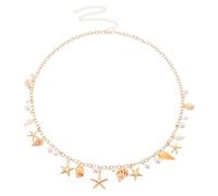 Seashell Starfish Chains Waist for Women Boho Conch Body Chains Pearl Chains Waist Summer Beach Body Jewelry, L, Metal, No Gemstone