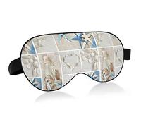 Seashell Starfish Drift Bottle Lighthouse Boat on Beach Sand Eye Masks Cover Blocks Light Sleep Mask Shade Cover Blindfold Relaxing Eyeshade Cover with Adjustable Head Strap for Men Women Kids