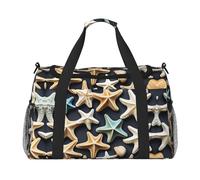 Seashell Starfish Hand Travel Bag - Large Reusable Shopping Tote Bag, Perfect for Outdoor Activities, Sports, Camping & Groceries, Black, One Size