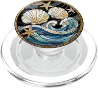 Seashell Starfish Ocean Round Design PopSockets PopGrip for MagSafe