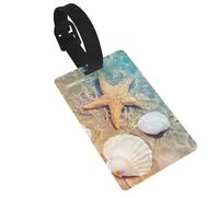 Seashell Starfish On Beach Luggage Tags Suitcases Handbag Tag Labels with Name Id Quickly Identify Travel Essential