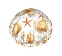 Seashell & Starfish Shower Cap Waterproof Reusable Double Elastic Daily Bath One Size