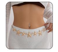 Seashell Starfish Waist Chains for Women Bohemian Conch Pearl Shell Body Chain Summer Beach Charm Waist Chain Bikini Sexy Shell Waist Body Chain Body Accessories for Women, L, Copper, No Gemstone