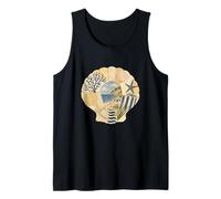 Seashell Summer Collage Mediterranean Art Coastal Graphic Tank Top