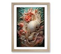 Seashell Symbolism Framed Print | A2 Oak Framed Wall Art | Ready to Hang | Modern Nature Picture | Living Room Bedroom Lounge Office