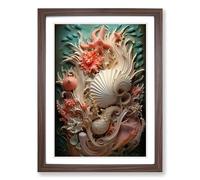 Seashell Symbolism Framed Print | A2 Walnut Framed Wall Art | Ready to Hang | Modern Nature Picture | Living Room Bedroom Lounge Office