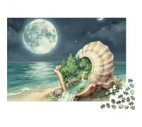 Seashell World with Sakura And Temples Jigsaw Puzzle Scenery Couple Non Toxic Logic Game Fun Puzzle Lovers Gift 1000 Pieces 70x50cm/1000pcs