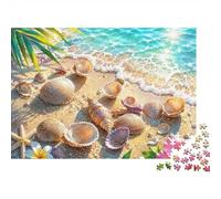 Seashells 1000 Pieces Mini Jigsaw Puzzle for Adults | 52x38cm Cardboard Home Decor Durable Structure Birthday Gift Stress Relief
