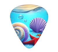 Seashells And Starfish On Beach Guitar Picks Gift Set - 12 Smooth Durable Plectrums For Acoustic, Electric & Bass Guitar, Perfect Present For Guitar Lovers & Musicians