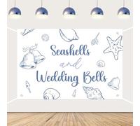 Seashells and Wedding Bells Bachelorette Backdrop Beach Wedding Decorations Shell Starfish Photography Background for Coastal Cowgirl Weekend Ocean Bridal Shower Photo Props 5x3ft