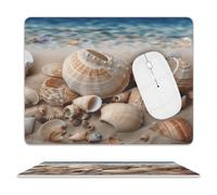 Seashells by The Seashore Leather Mouse Pad Waterproof Computer Mouse Mat Non-Slip Gaming Mousepad Cute Square Mouse Pad for Computers Laptop Gaming Office Home 8" X 10