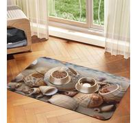 Seashells by The Seashore Pet Feeding Mat 40x60cm, Absorbent Dog Mat for Food and Water Bowl, PU Leather Cat Food Mat Waterproof Dog Bowl Mats Quick Dry Pet Placemats-No Stains