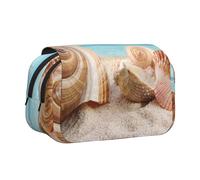 Seashells by The Seashore Print Pencil Case Large Capacity Pen Pouch Pencil Bag with 2 Compartments Pen Holder Organizer Stationery Bag
