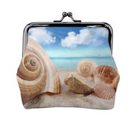 Seashells by The Seashore Print Print Coin Purse for Men Women Leather Kiss Lock Small Pouch Coin Wallet