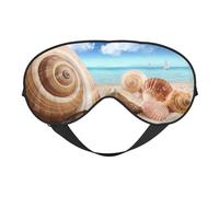 Seashells by The Seashore Print Sleep Mask Silk Eye Cover Soft Satin Blindfold Elastic Strap Night Eyeshade Travel Nap for Women Men