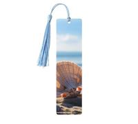 Seashells by The Seashore Printed Wooden Bookmark with Tassels Bookmarks 5 Piece Bookmarks