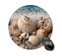 Seashells by The Seashore Round Mouse Pad Non-Slip Rubber Base Mousepad Waterproof Small Mouse Mat Cute Computer Mouse Mat for Office, Home, Gaming, Laptop 7.8 X 7.8 Inches