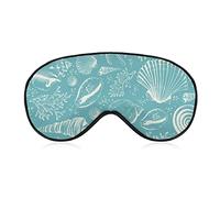 Seashells Corals and Starfish Sleep Mask Blindfold Marine Life Adjustable Super-Smooth Soft Eye Mask Cover for Men Women Travel and Nap