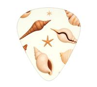 Seashells On Beige Guitar Picks Gift Set - 12 Smooth Durable Plectrums For Acoustic, Electric & Bass Guitar, Perfect Present For Guitar Lovers & Musicians