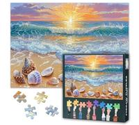 Seashells on the Beach 1000 Pieces Puzzles for Adults, Beautiful Seascape Puzzle for Adults Elderly, Sunrise Over the Ocean Jigsaw Puzzle 1000 Pieces, Family Activity Game Nights Gifts 20x27inches