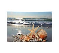 Seashells on the beach Banner Party Decor Backdrop Flag Birthday Party Photography Background Decoration Banners and Signs Wall Decor Banner Parties Supplies Favors 71 x 47 Inch