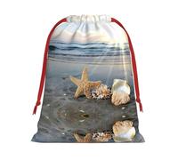Seashells On The Beach Christmas Drawstring Gift Bags Large Size Xmas Goody Wrapping Bags Valentine Favors Party
