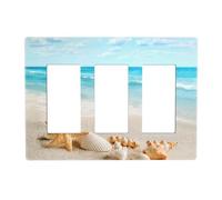 Seashells On The Beach Pattern 3 Gang Triple Rocker Switch Decorative Panel Electrical Socket Plate Suitable For Bathroom Kitchen Living Room Bedroom