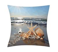 Seashells on The Beach Pillow Covers Soft and Comfortable Invisible Zipper ，Home Decor 18x18 Inch Edging Technology，Throw Pillow Covers for Couch Sofa Bedroom Living Room.