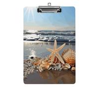 Seashells on The Beach Plastic Clipboard with Storage Office Acrylic Clipboards Low Profile Clip Clear Clip Boards Basics Letter Size Hardboard for Nurses,Teachers