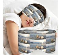 Seashells On The Beach Print Blackout Blindfold Reversible Broad Strap Sleep Eye Cover Travel