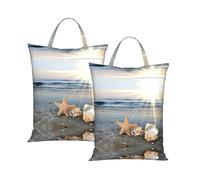 Seashells On The Beach Print Dirty Laundry Travel Bags 1/2 Pack Waterproof Wet Dry Bag Swimming Wet Clothes Bag With Handle Reusable Hanging Zipper