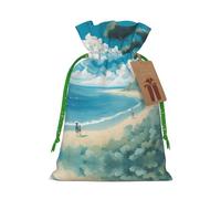 Seashells On The Beach Print Drawstring Pouch For Gifts,Reusable Adorable Gift Bags,Perfect For Jewelry And More