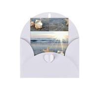 Seashells On The Beach Printing Blank Pearl Paper Greeting Card,Vertical Notecards Designs, Envelopes For Thank You, Invitations